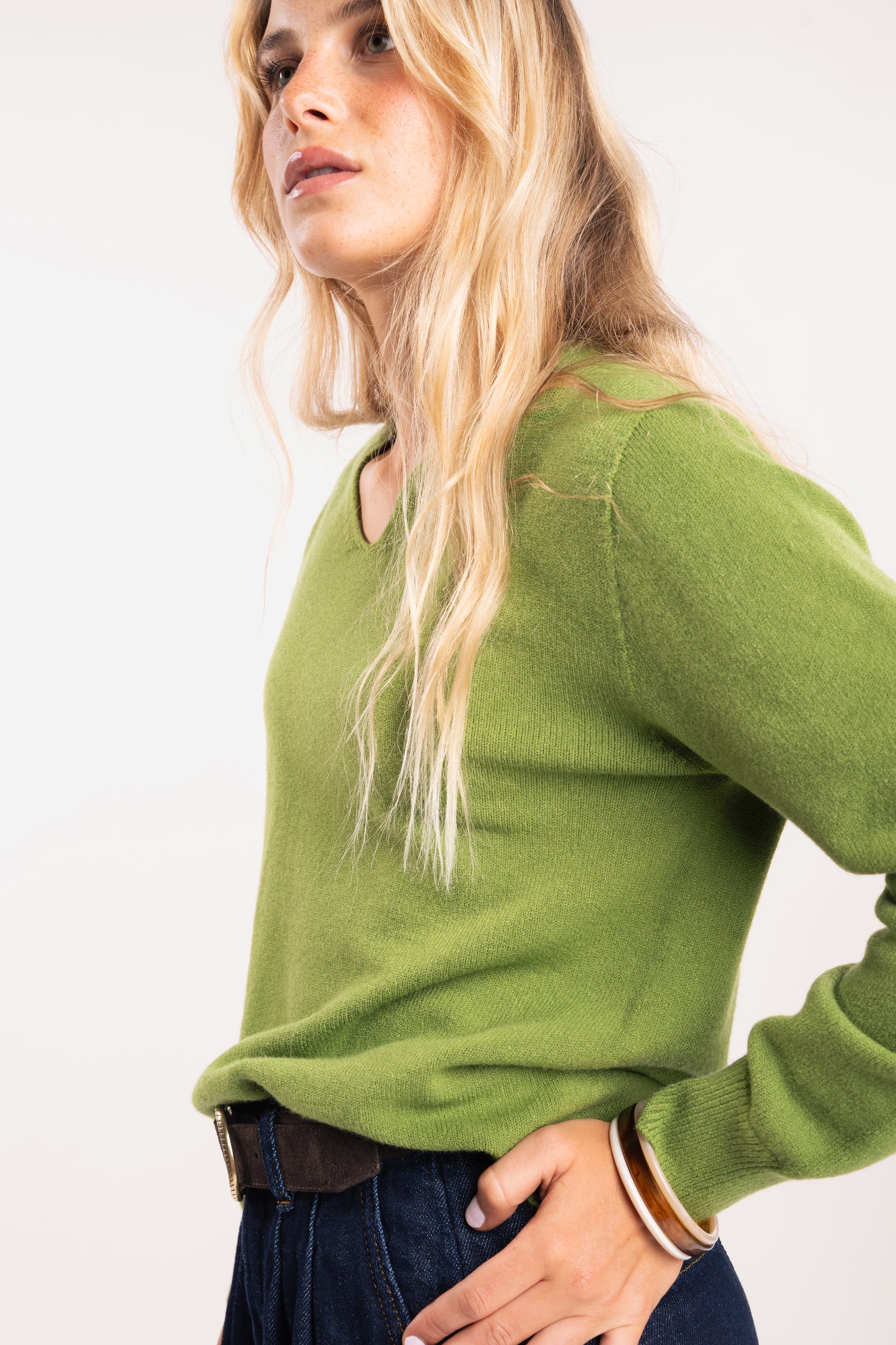 Pull ample femme vert 