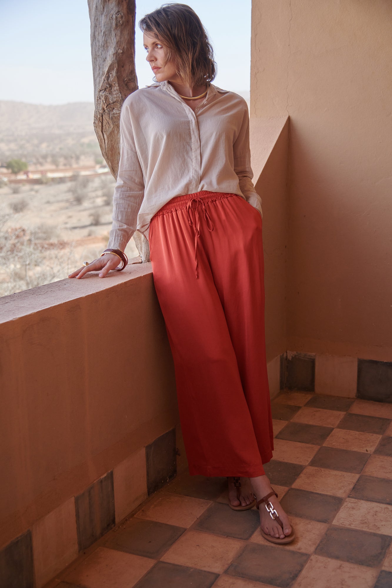 PANTALON AMPLE 7/8 ALIOT CORAIL