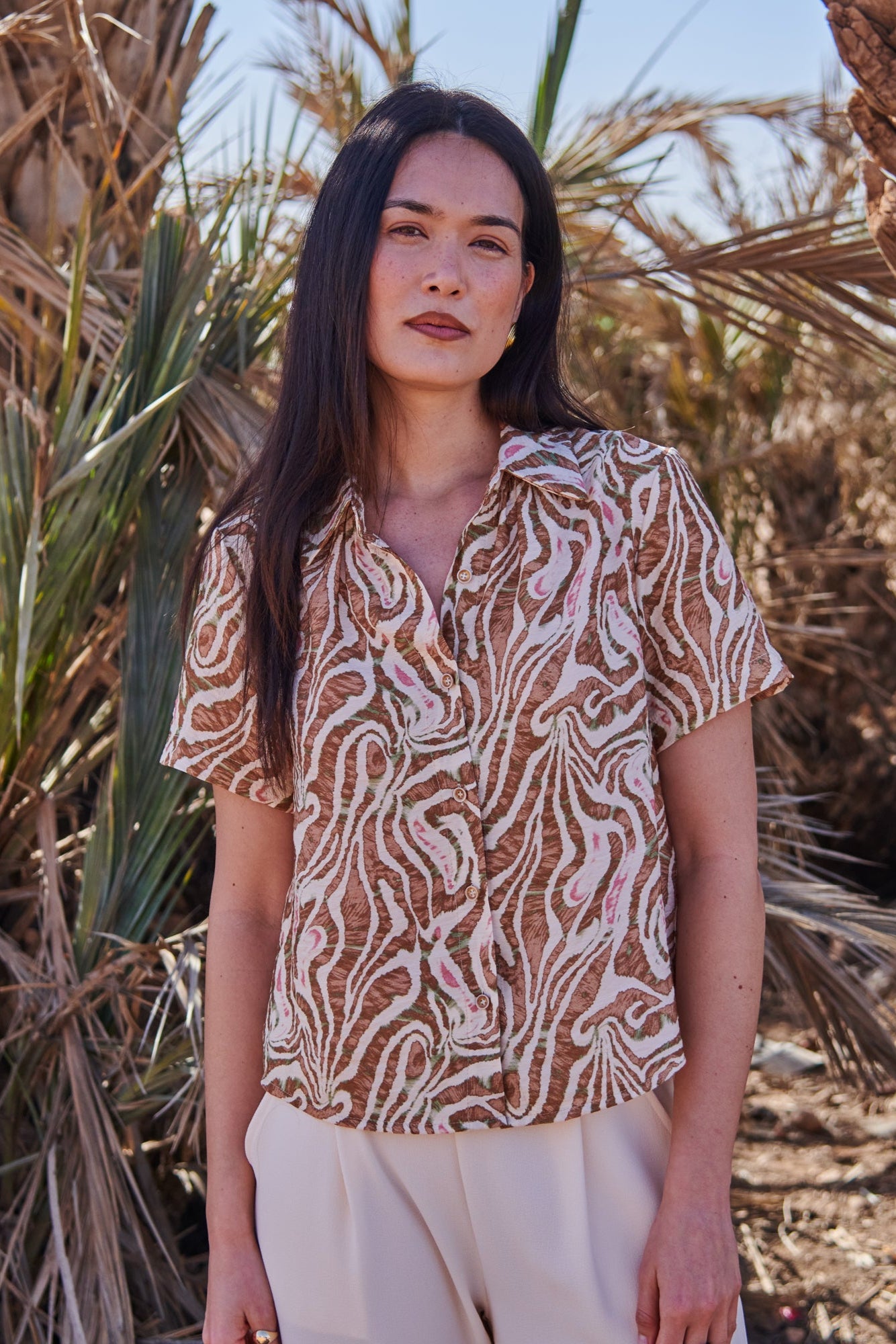 CHEMISE CLAUDE IMPRIMÉ FAUVE MARRON