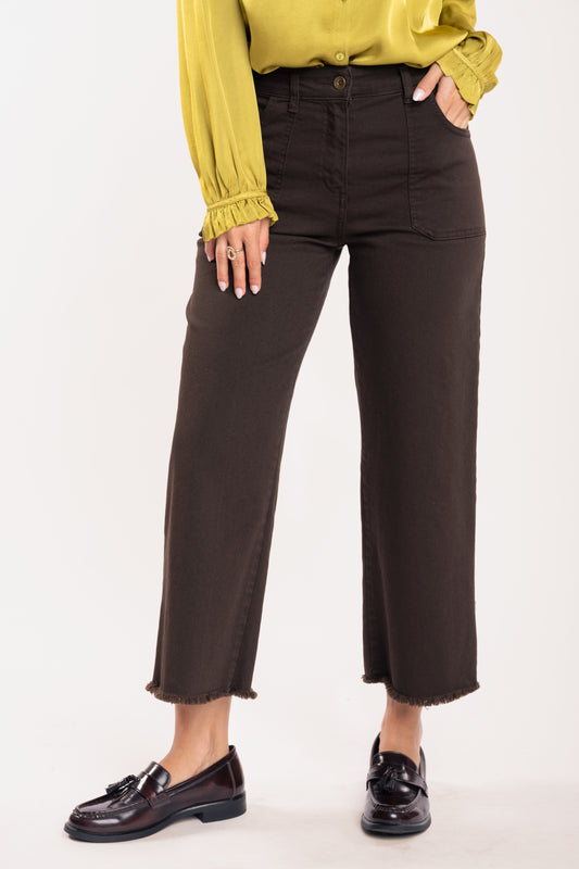 Pantalon 7/8ème femme marron 
