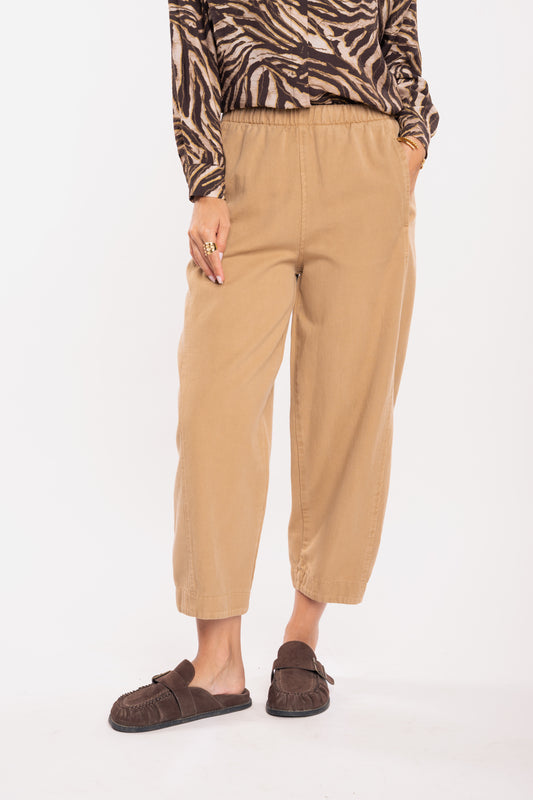 pantalon barrel camel 