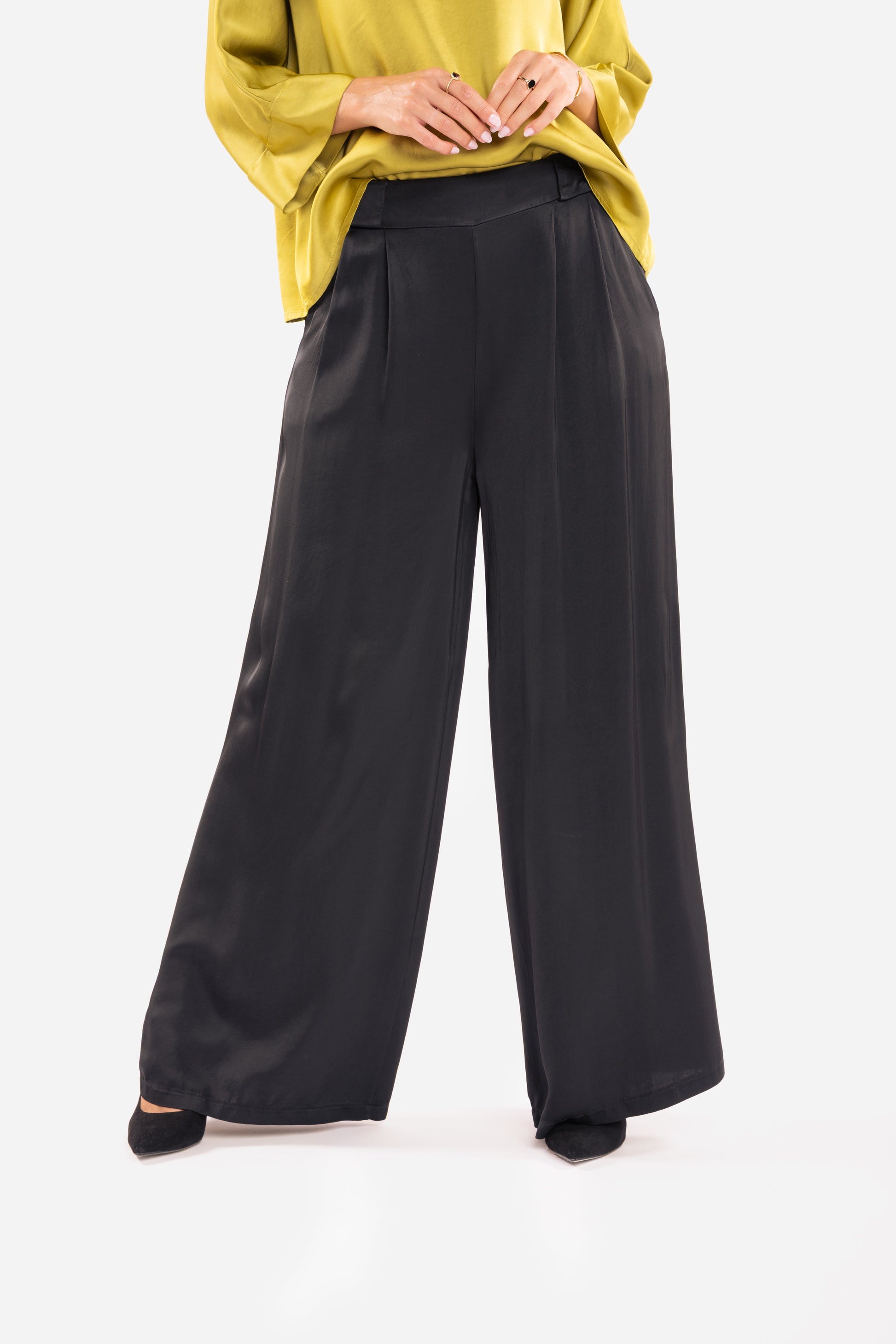 Pantalon en satin femme noir 