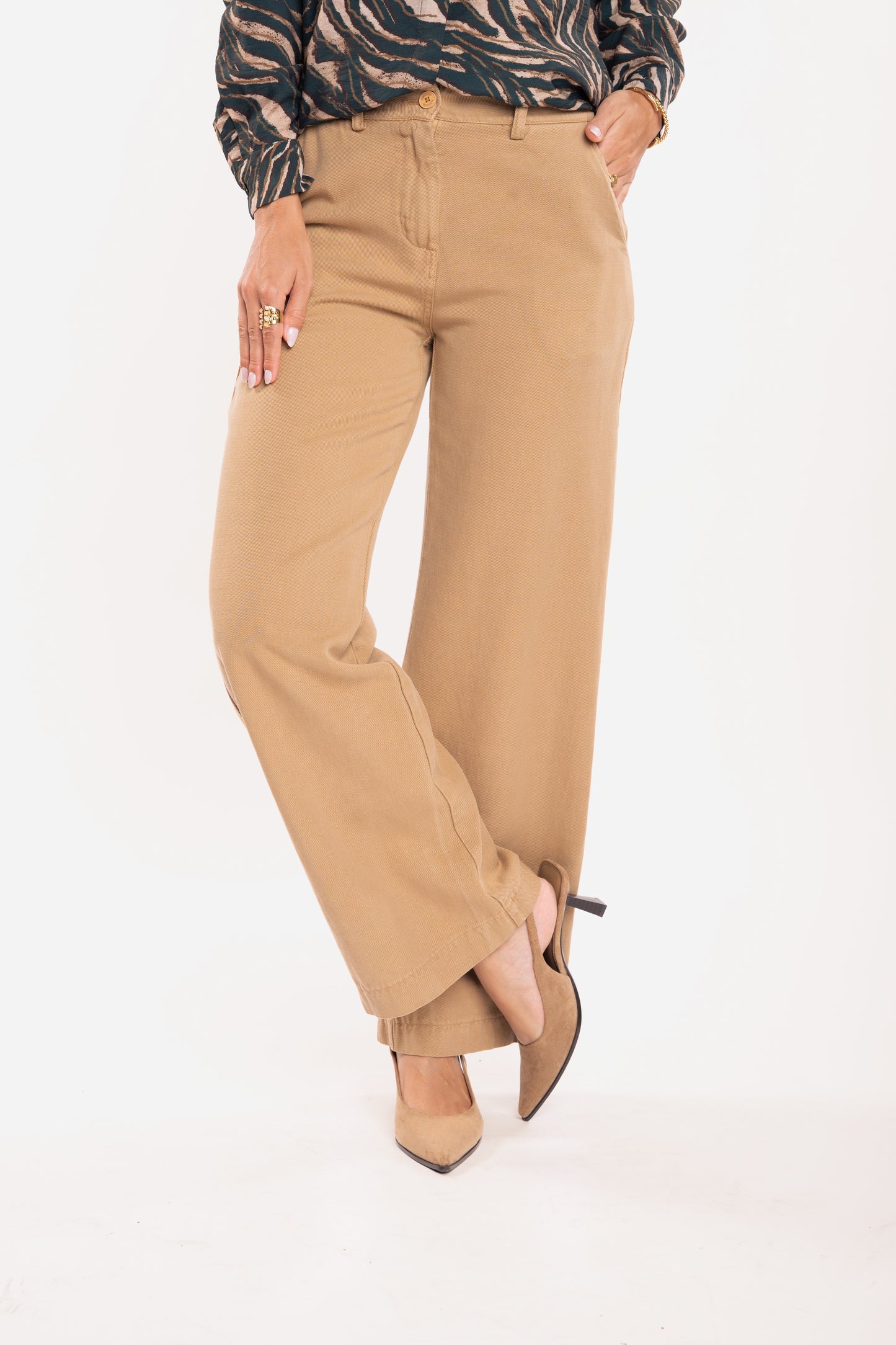 Pantalon évasé camel 