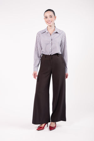 PANTALON LARGE MARRON - HUGUETTE