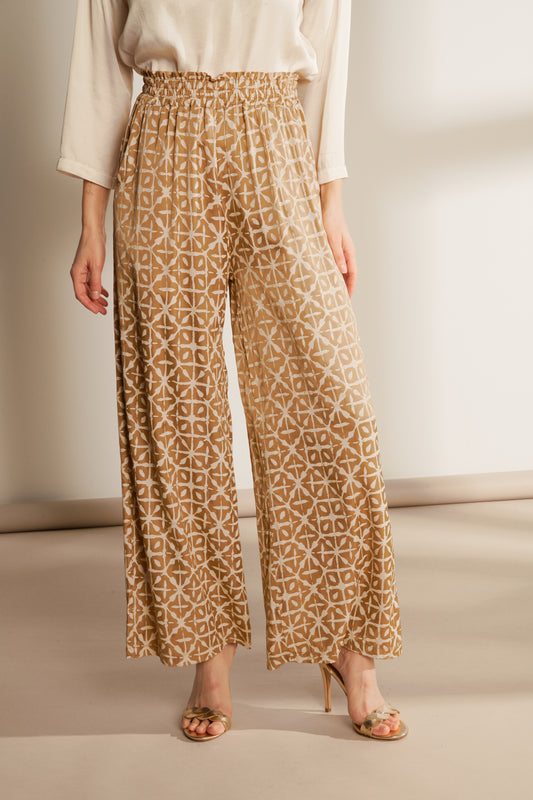 WIDE SILKY ETHNIC TROUSERS (F5017P05Q) - CAMEL 75V