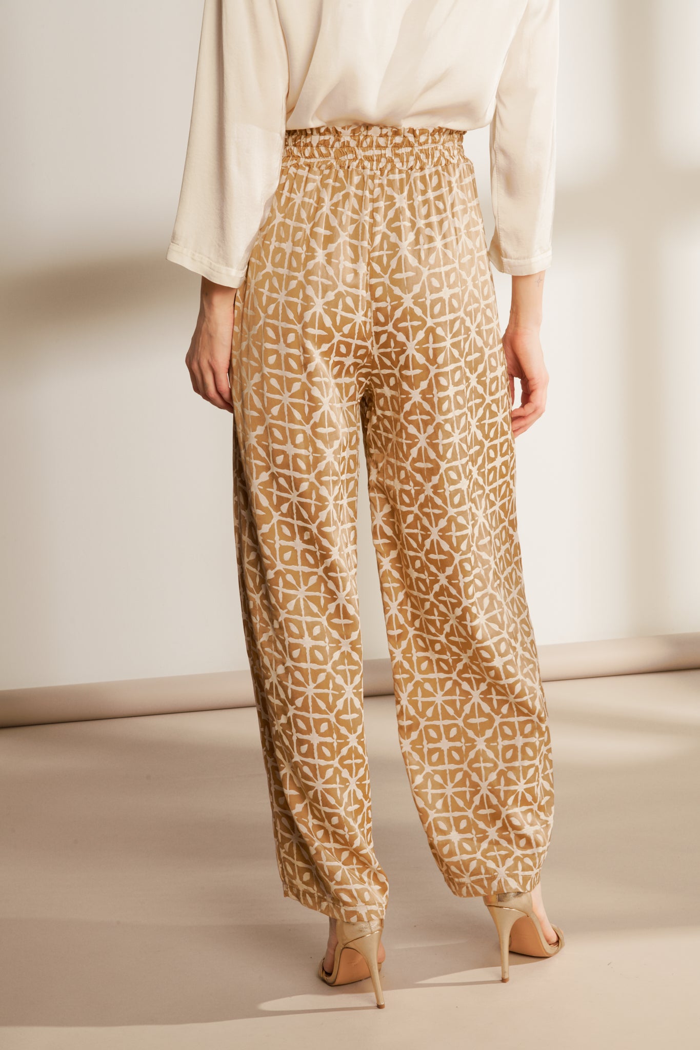 WIDE SILKY ETHNIC TROUSERS (F5017P05Q) - CAMEL 75V