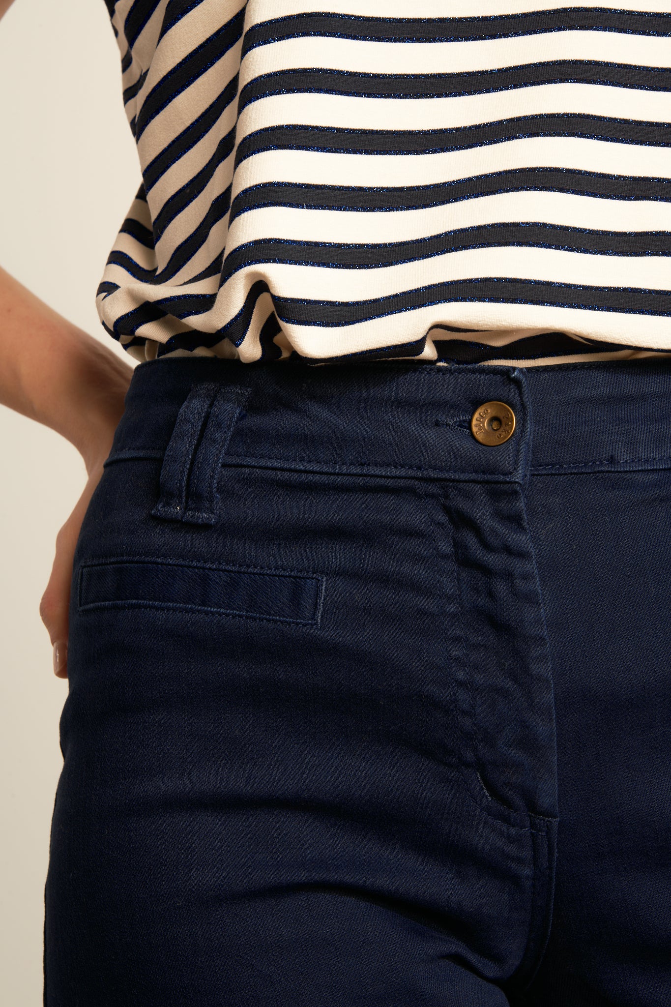 ARIETTE MARINE 7/8 FLARED TROUSERS