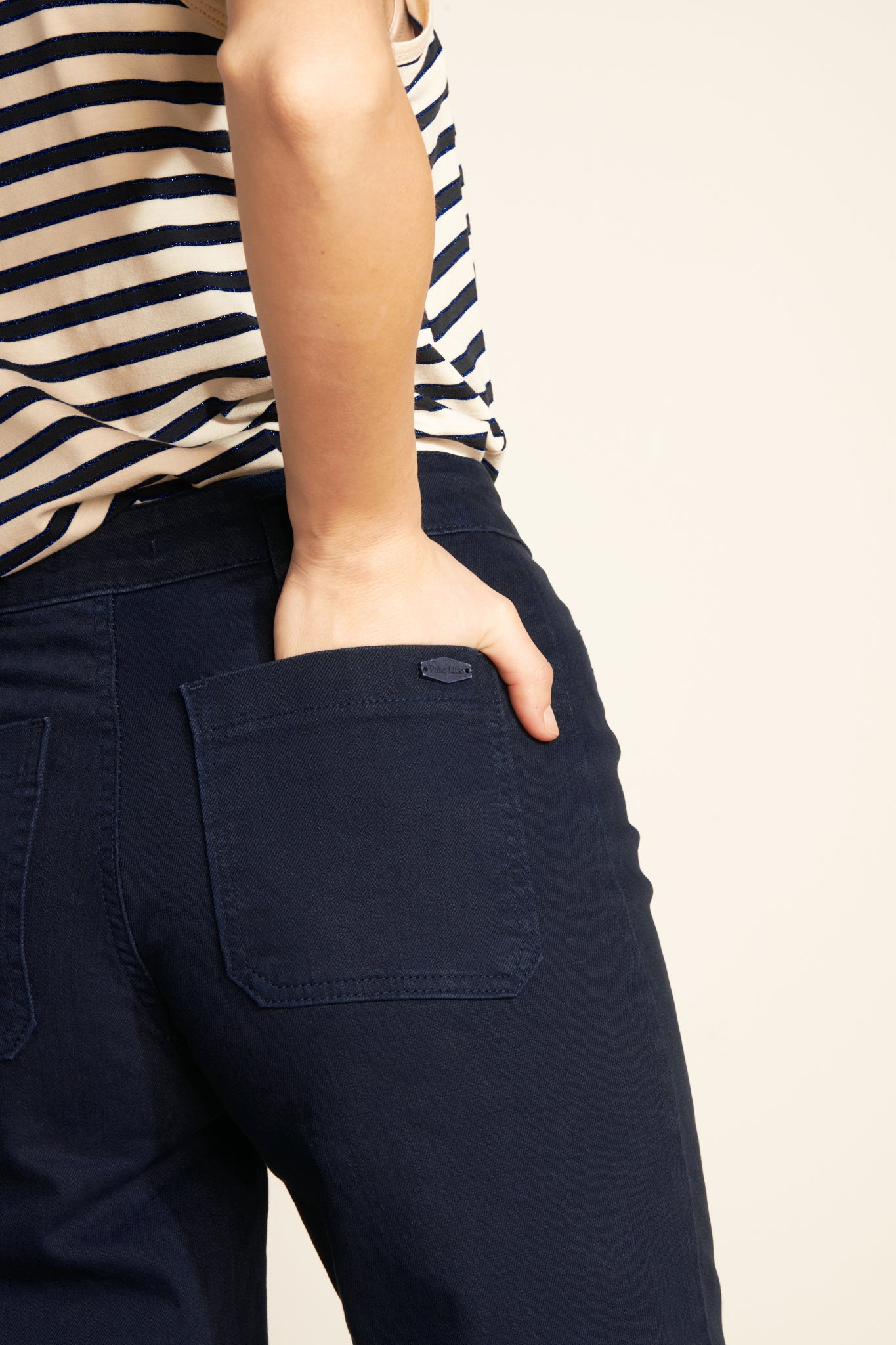 ARIETTE MARINE 7/8 FLARED TROUSERS