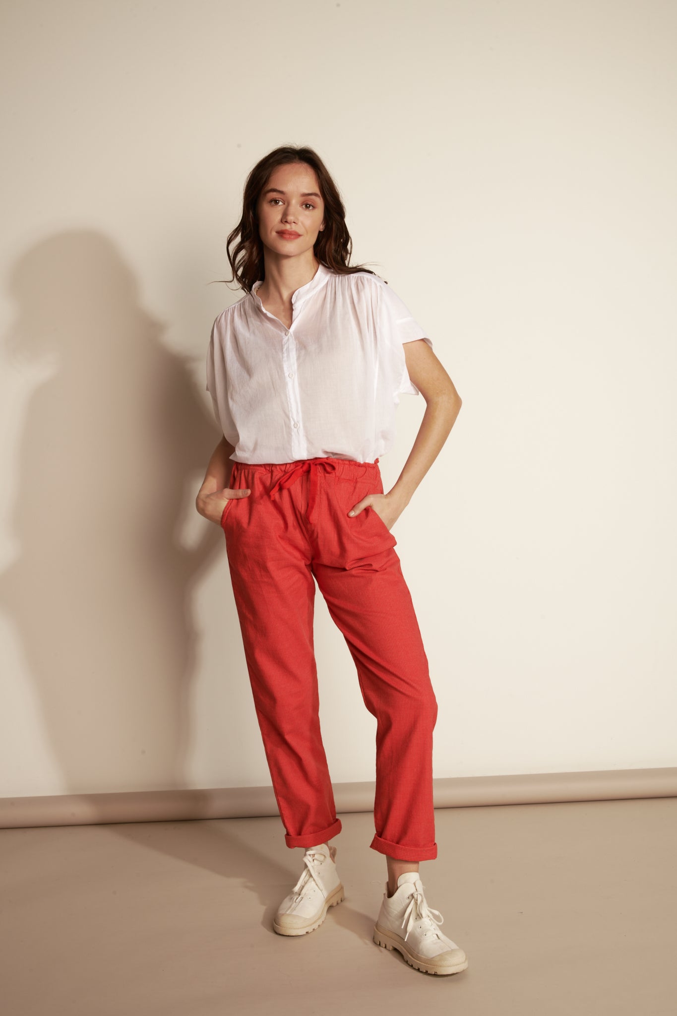 FINE STRIPPED JOGGERS - ORANGEADE