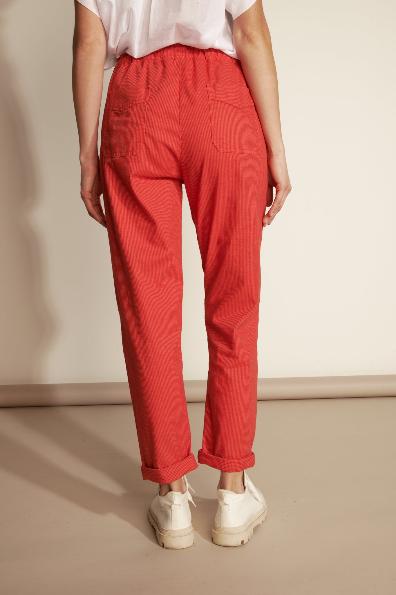 FINE STRIPPED JOGGERS - ORANGEADE