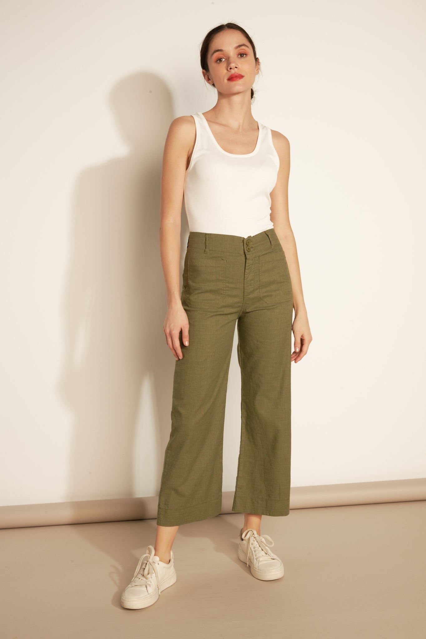 PANTALON ACHILLE À RAYURES KAKI