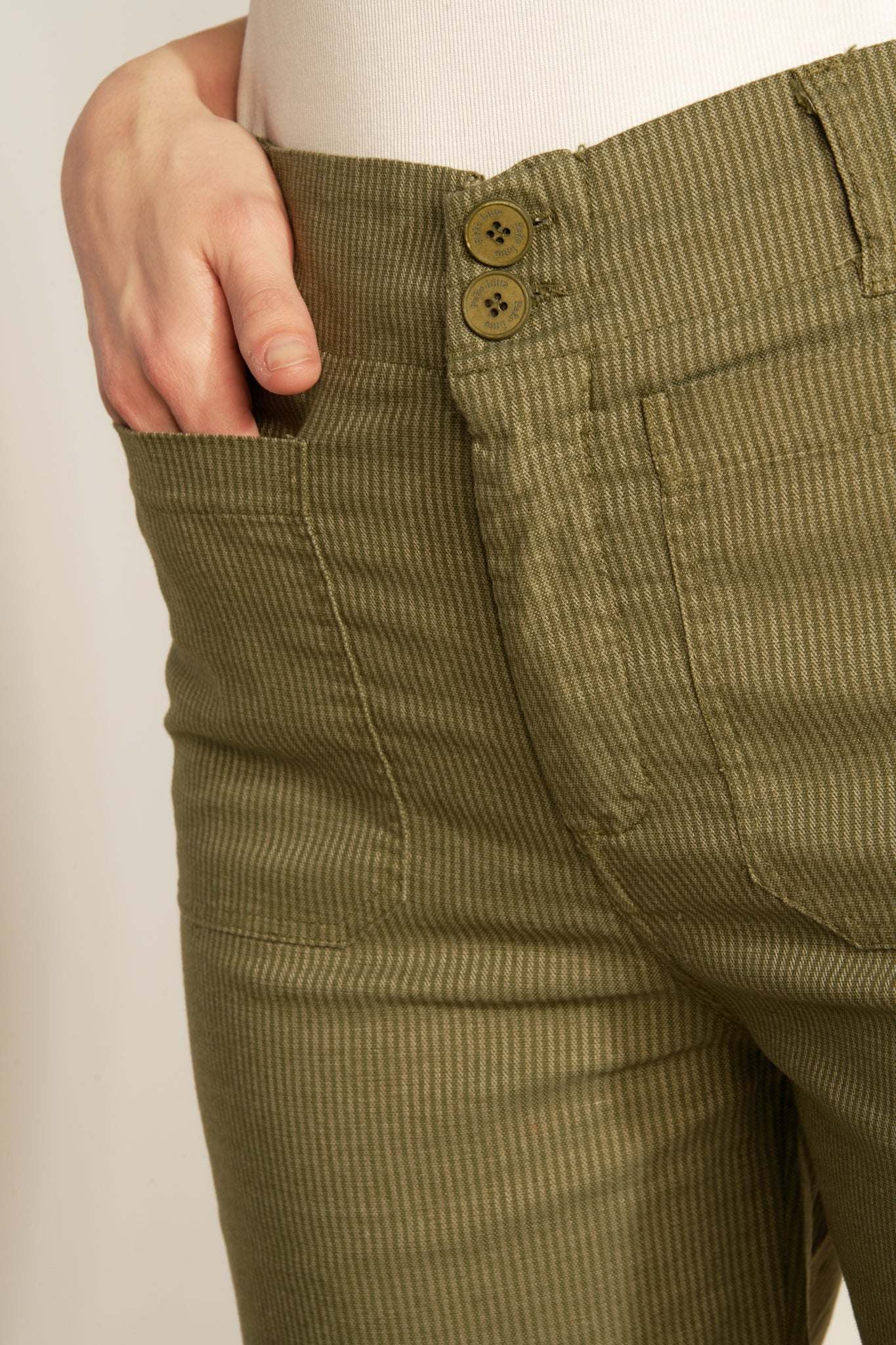 PANTALON ACHILLE À RAYURES KAKI