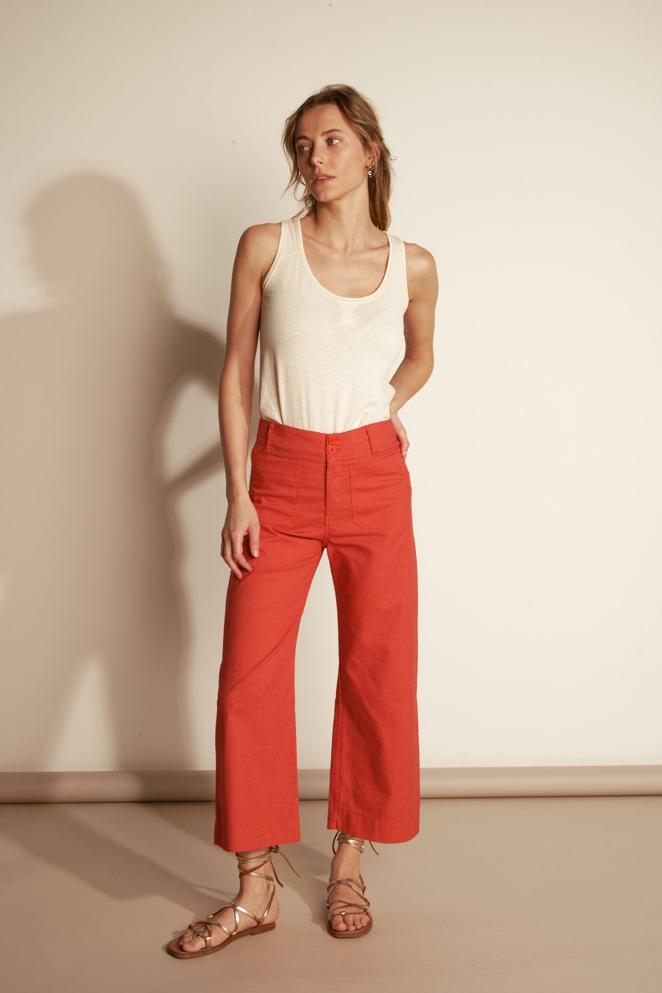 PANTALON ACHILLE À RAYURES ORANGEADE