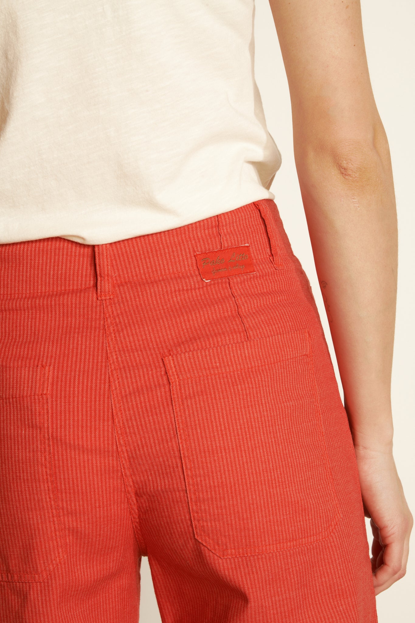 PANTALON ACHILLE À RAYURES ORANGEADE