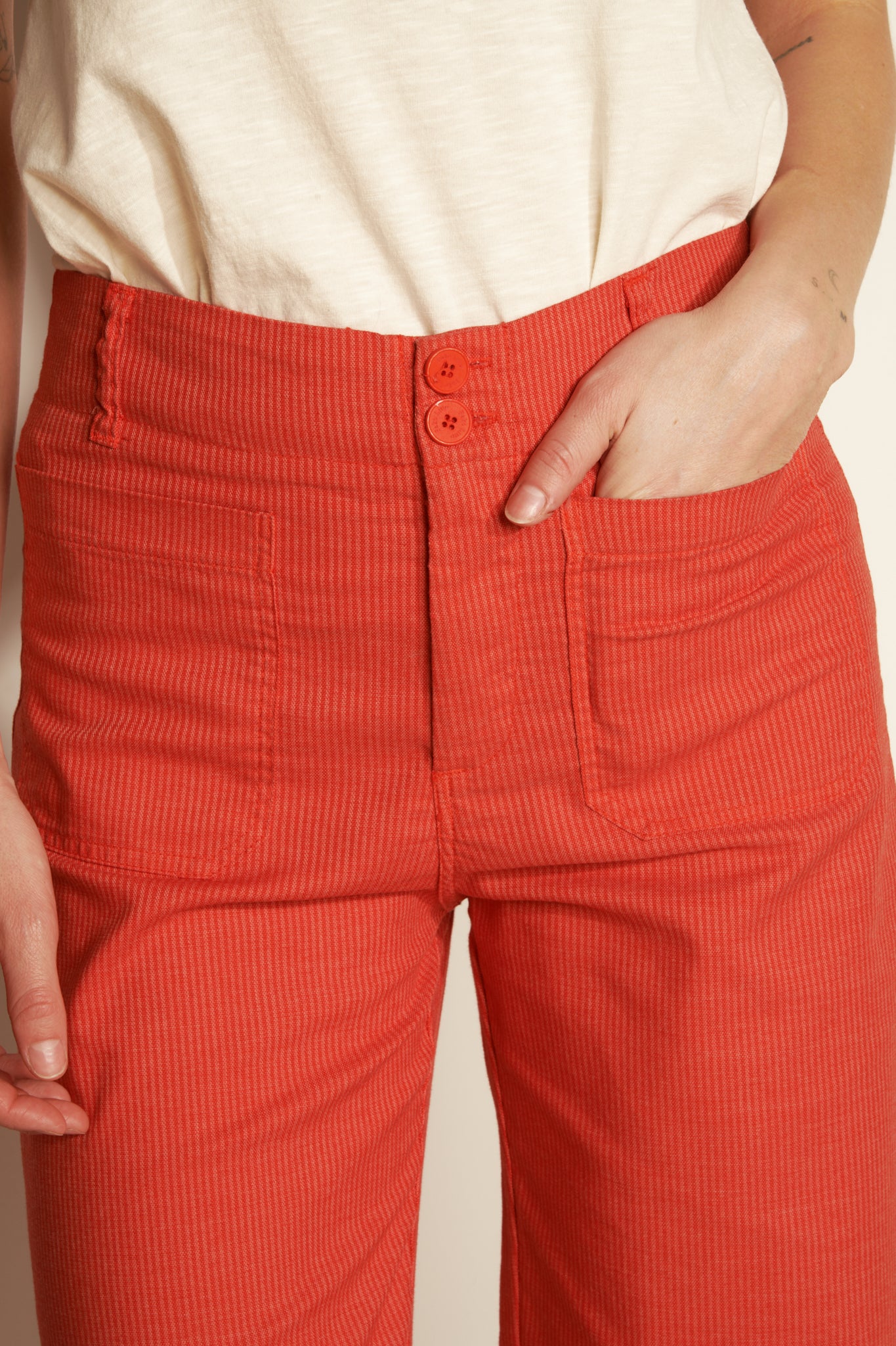 PANTALON ACHILLE À RAYURES ORANGEADE