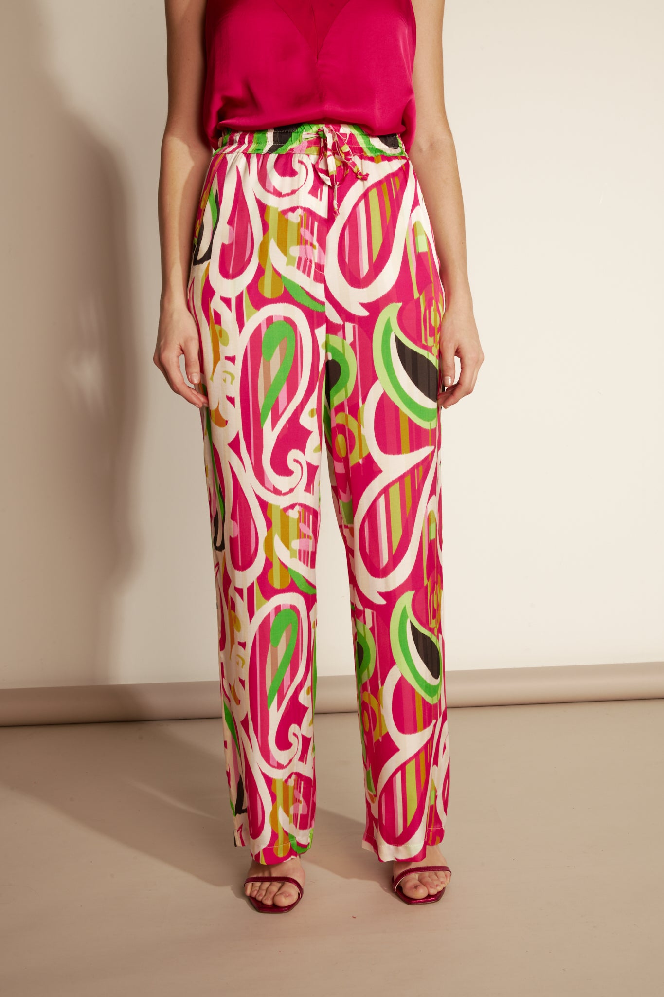 PANTALON ARSÈNE FLUIDE IMPRIMÉ FUCHSIA