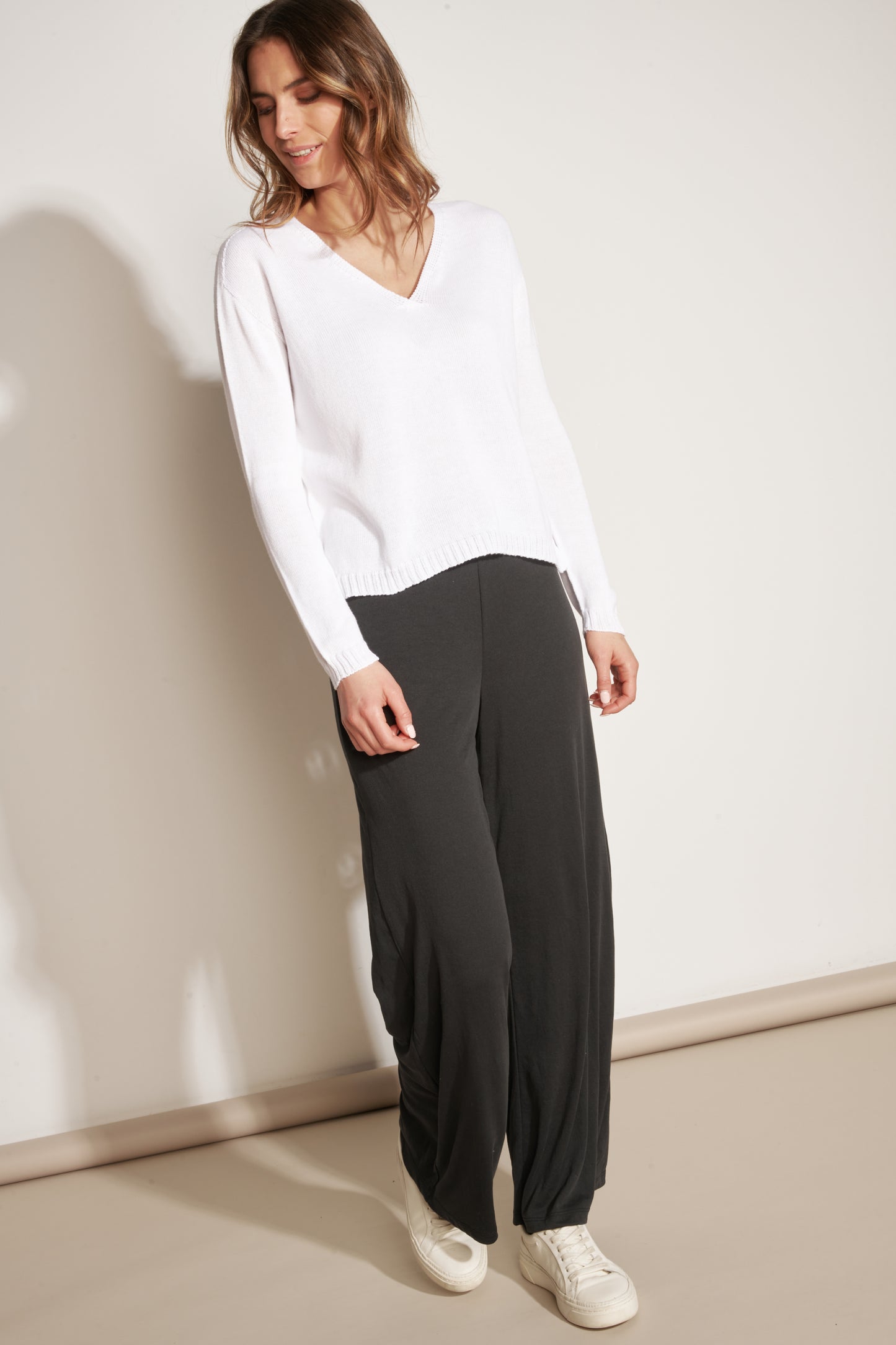 BLACK AMAEL FINE SIDE TROUSERS