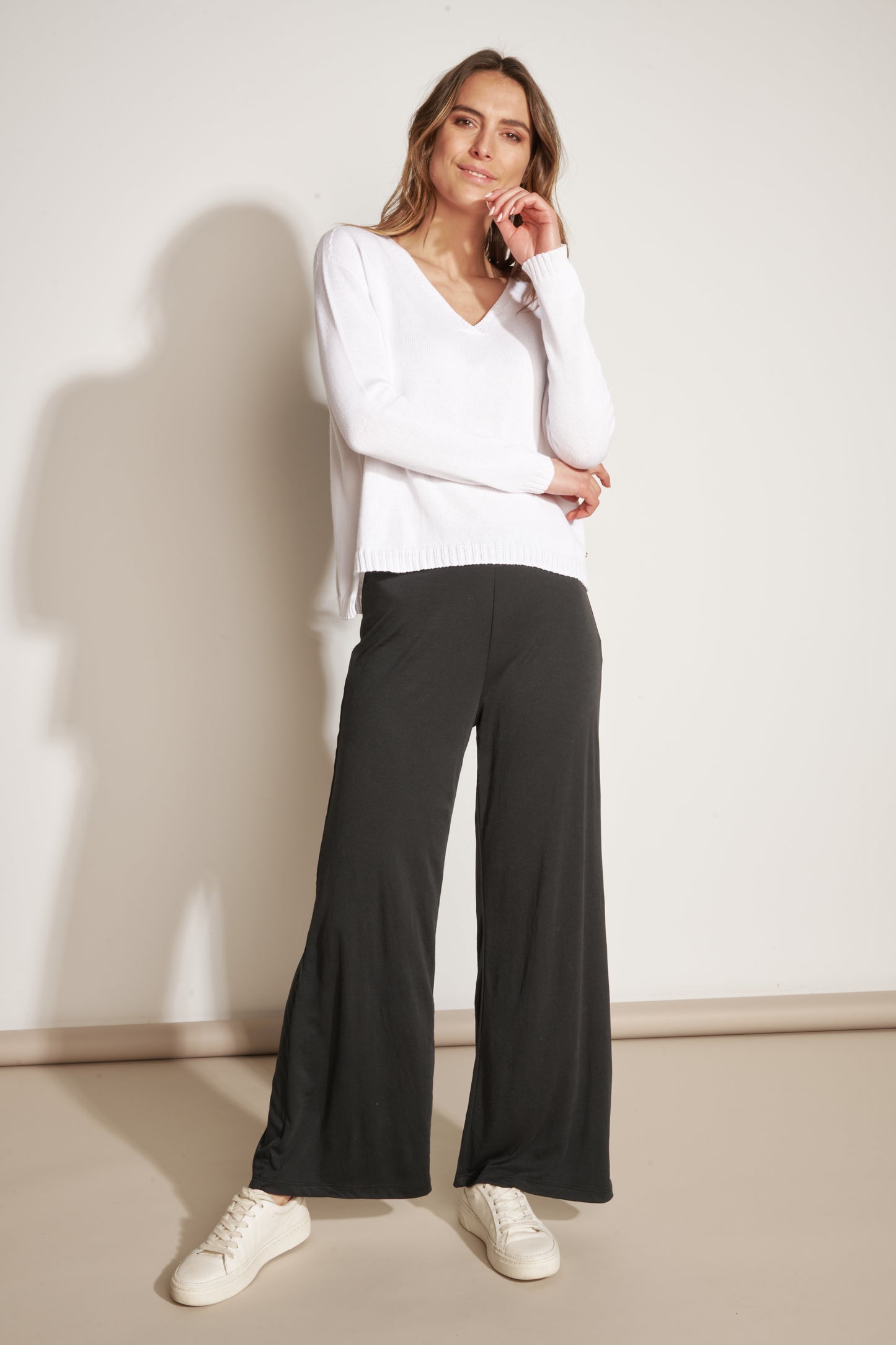 BLACK AMAEL FINE SIDE TROUSERS