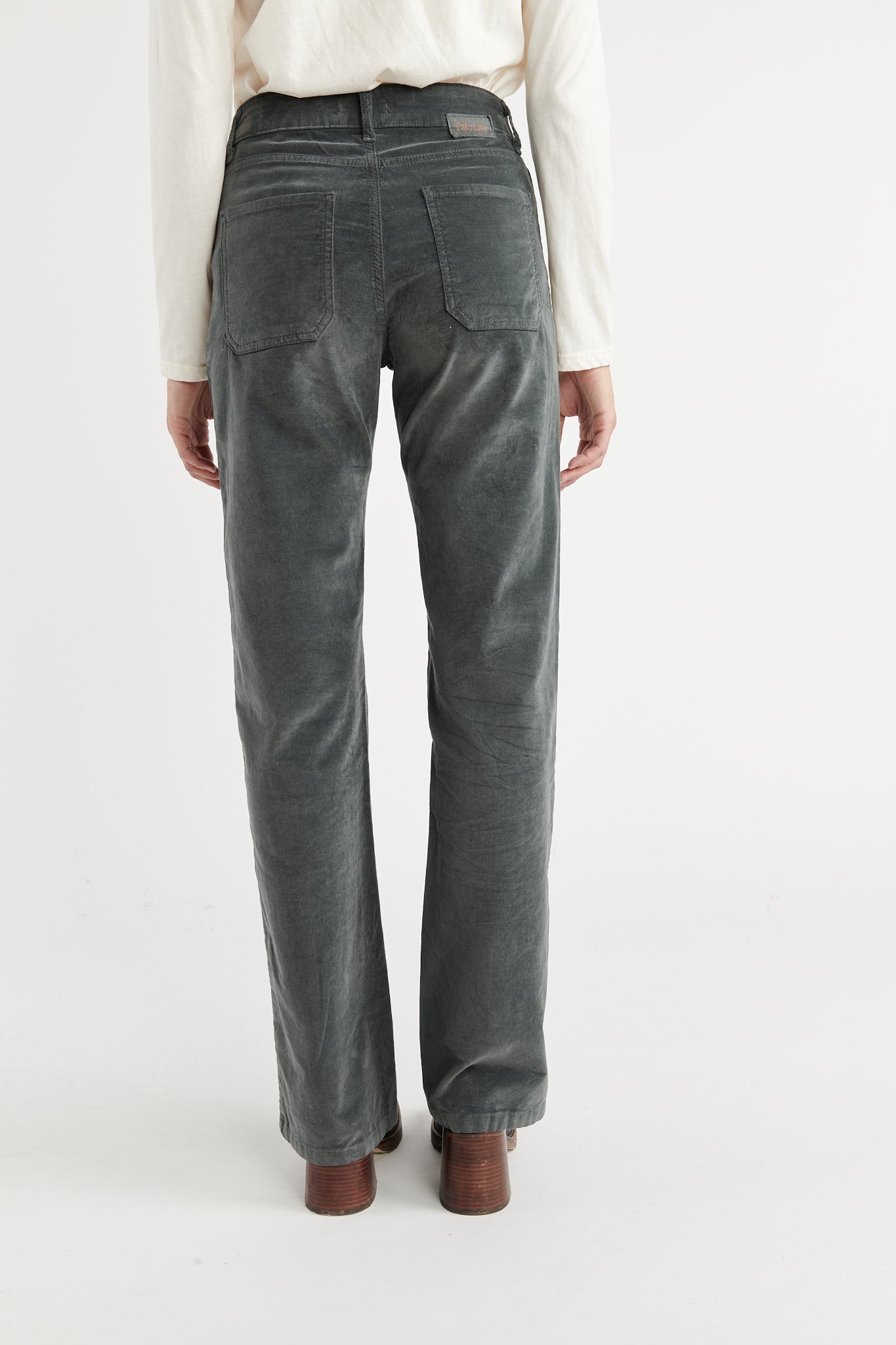 PANTALON FLARE VELOURS ANOUCK CARBONE