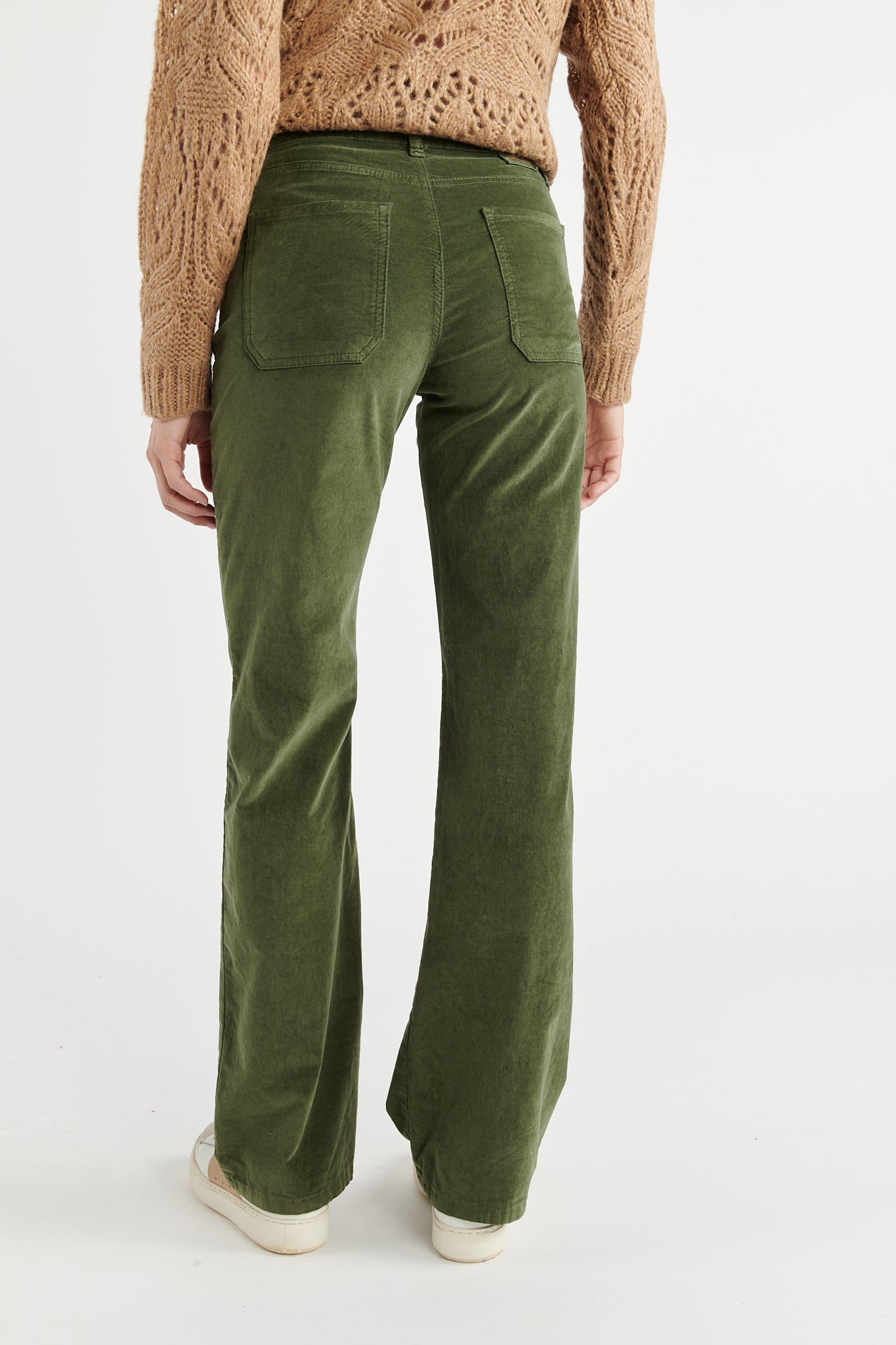 PANTALON FLARE VELOURS ANOUCK KAKI