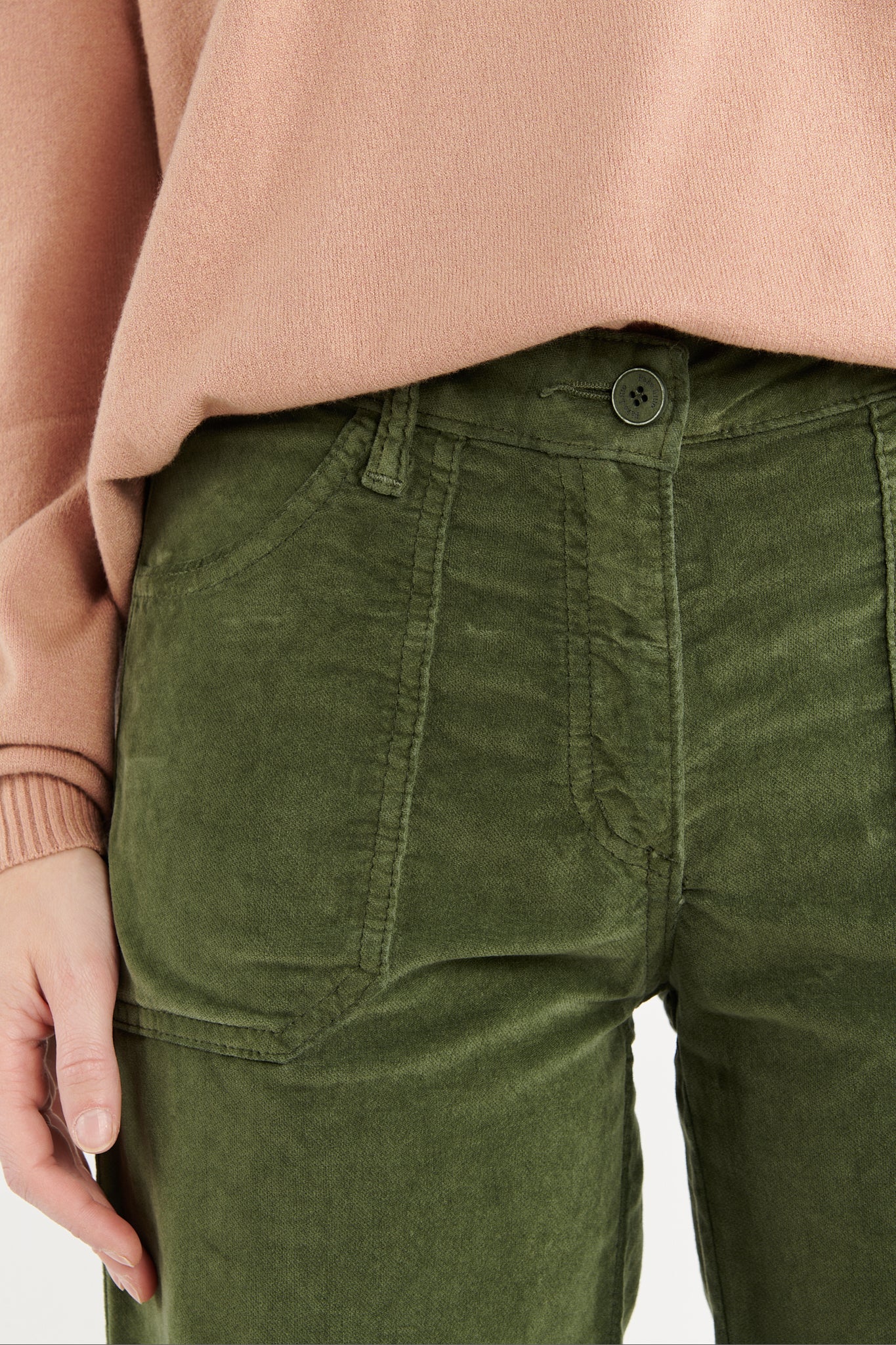 PANTALON 7/8ÈME VELOURS BYRON KAKI