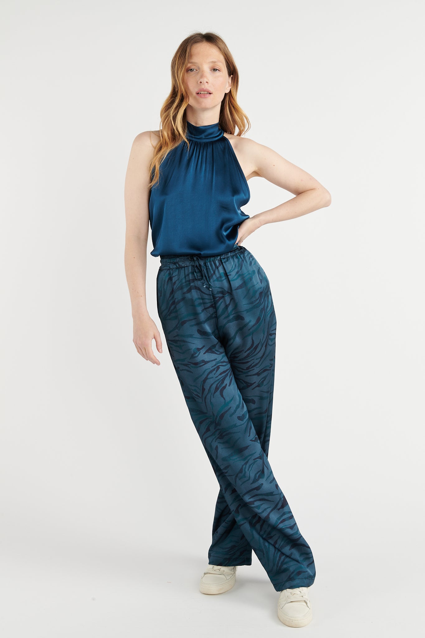 PANTALON BRIGIDA IMPRIMÉ WAVE DENIM