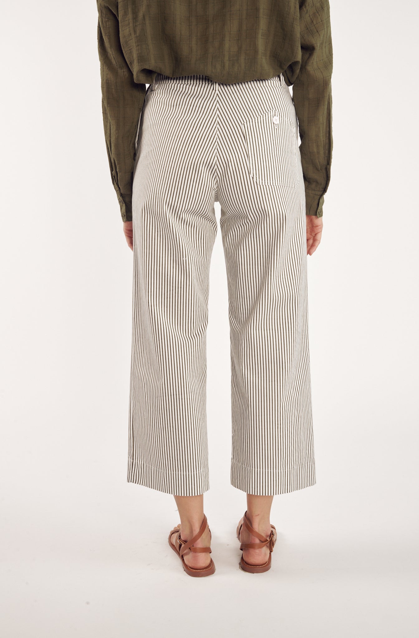 PANTALON ÉVASÉ À RAYURES KAKI CAIN