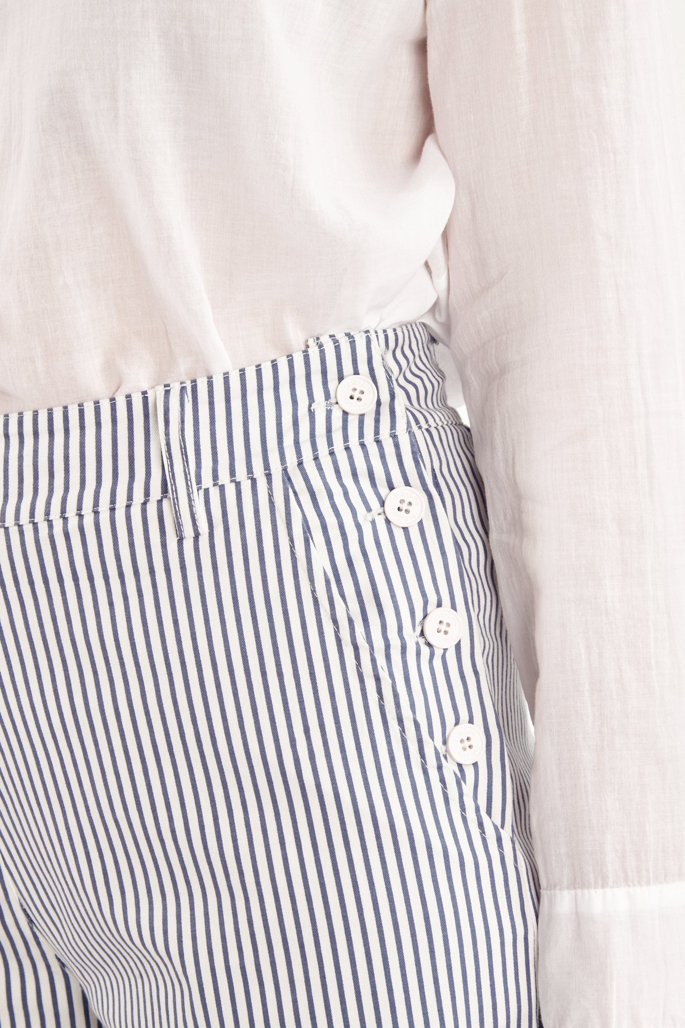 PANTALON ÉVASÉ À RAYURES MARINE CAIN
