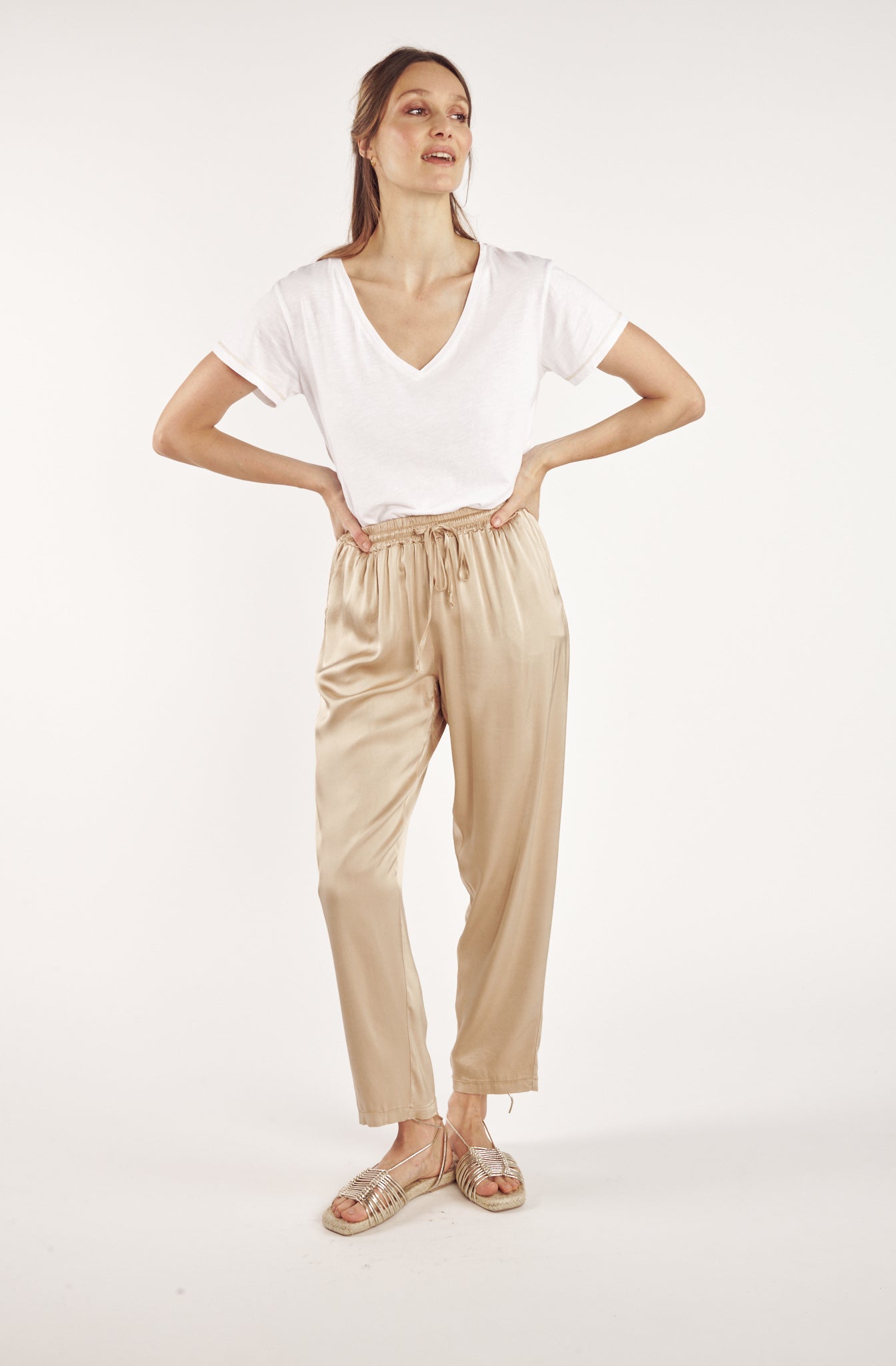 PANTALON SATINÉ BUNNY SABLE
