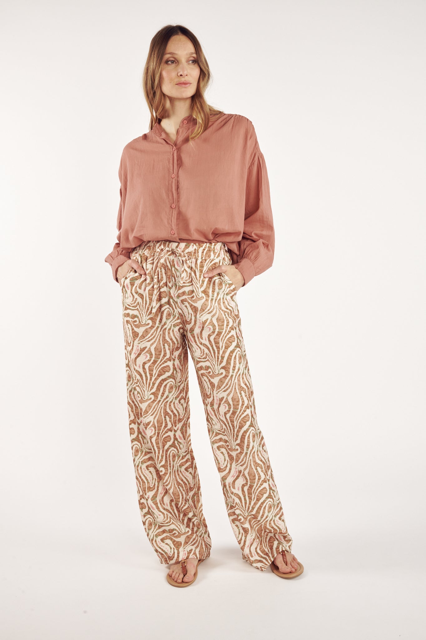 PANTALON CAMDEN IMPRIMÉ FAUVE MARRON