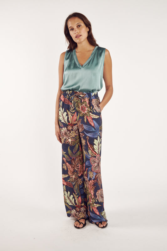 PANTALON CAMDEN IMPRIMÉ DENIM FLOWER