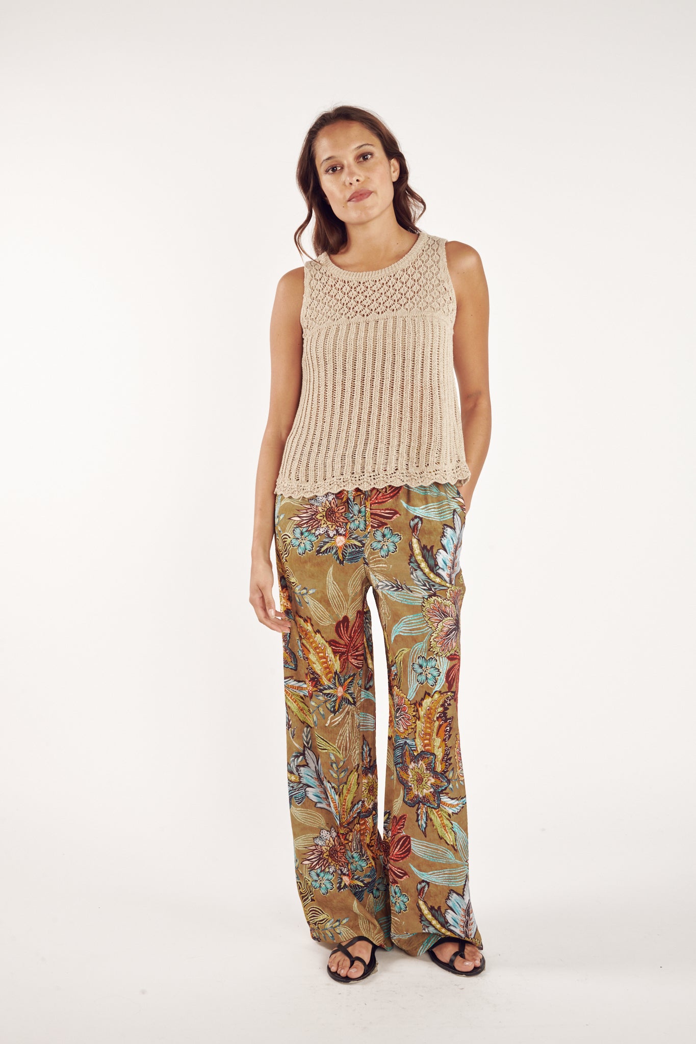 PANTALON CAMDEN IMPRIMÉ TABAC FLOWER