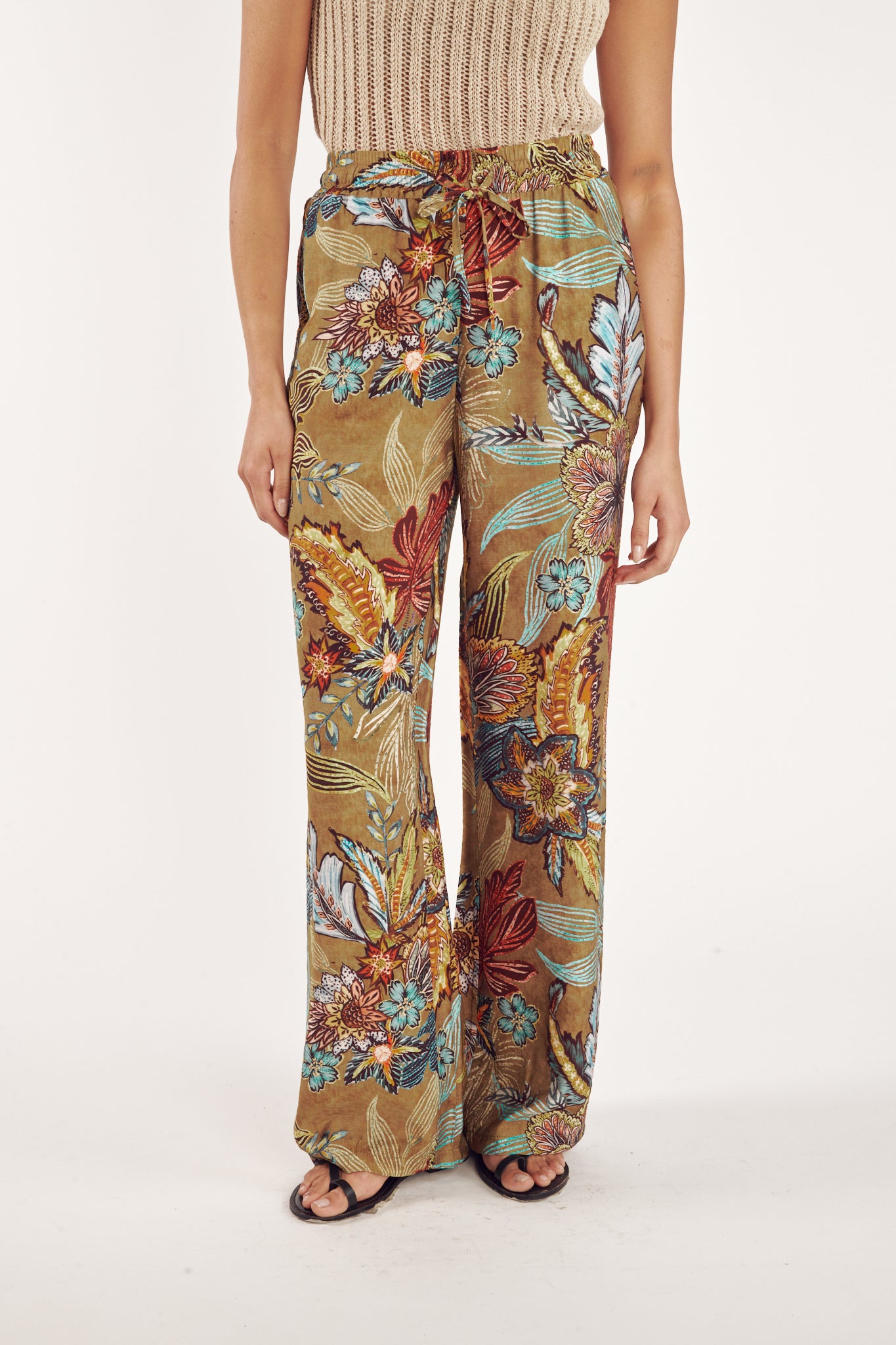 PANTALON CAMDEN IMPRIMÉ TABAC FLOWER