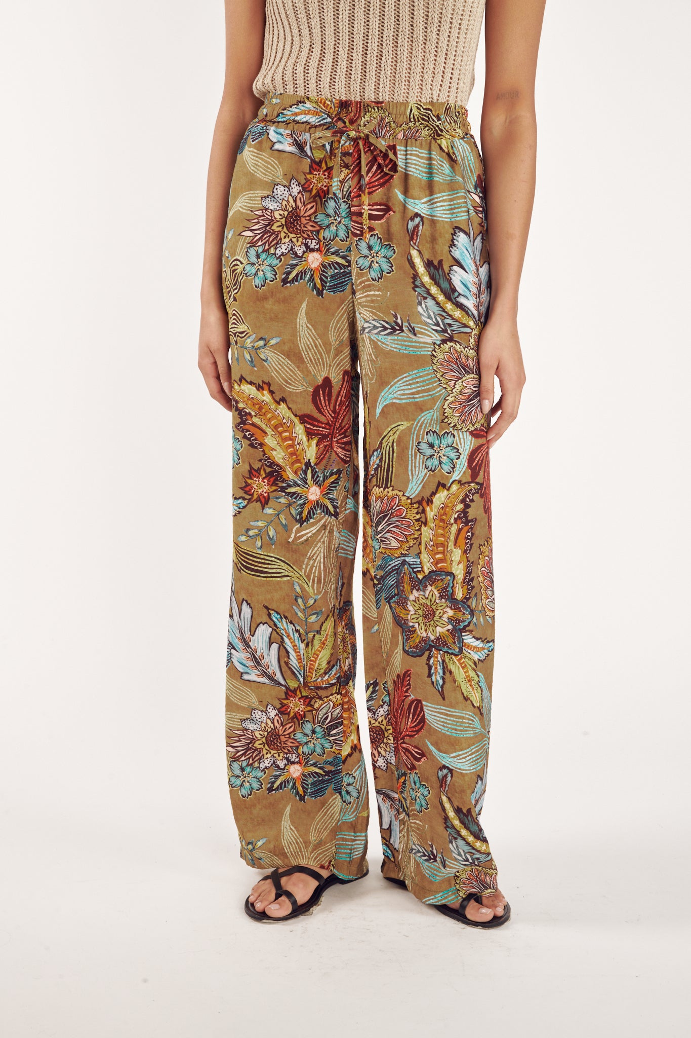 PANTALON CAMDEN IMPRIMÉ TABAC FLOWER