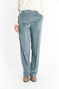 PANTALON LARGE VELOURS BRÉANNE BLEU CENDRE