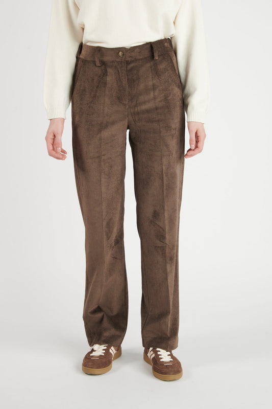 PANTALON LARGE VELOURS BRÉANNE CHOCO