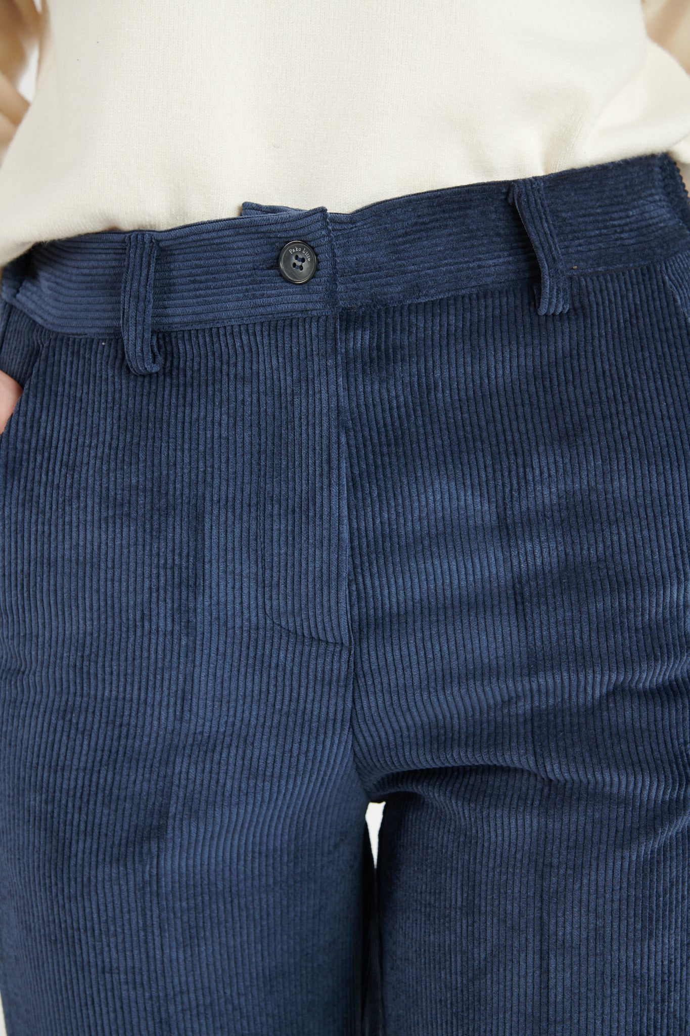 PANTALON LARGE VELOURS BRÉANNE MARINE