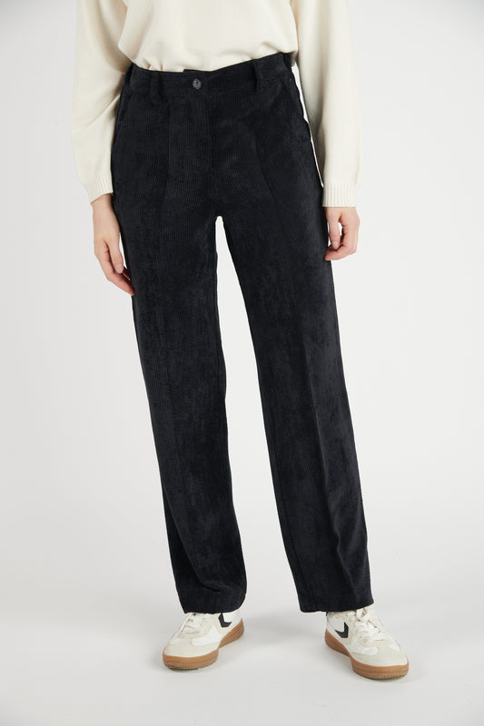 PANTALON LARGE VELOURS BRÉANNE NOIR
