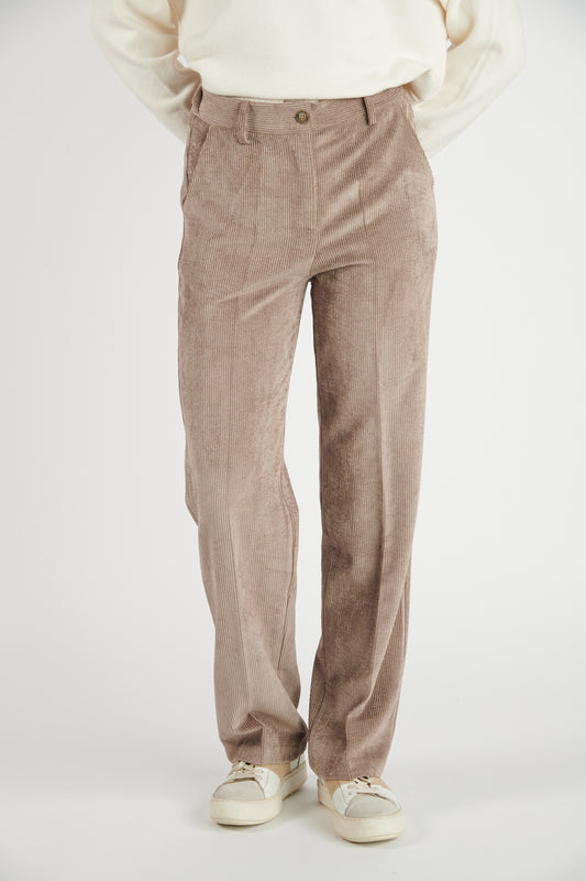 PANTALON LARGE VELOURS BRÉANNE TAUPE