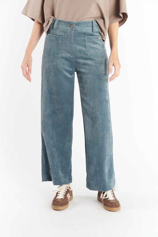 PANTALON 7/8 VELOURS DANEL BLEU CENDRE