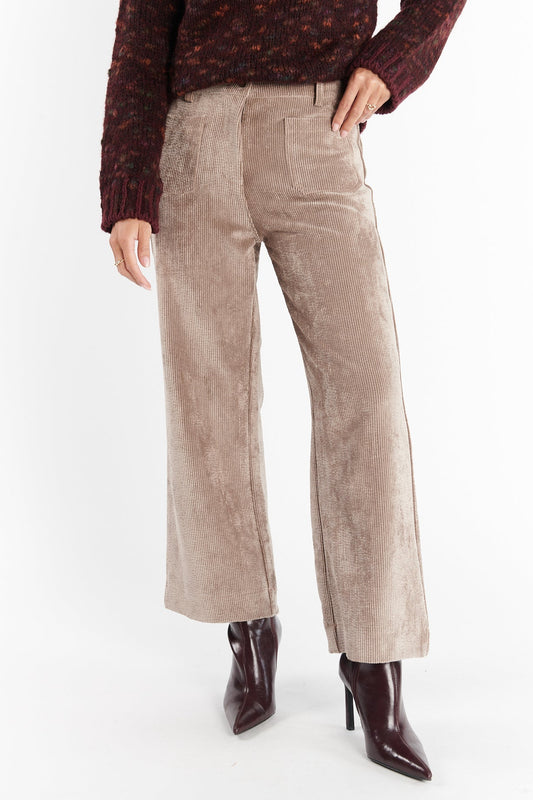 PANTALON 7/8 VELOURS DANEL TAUPE