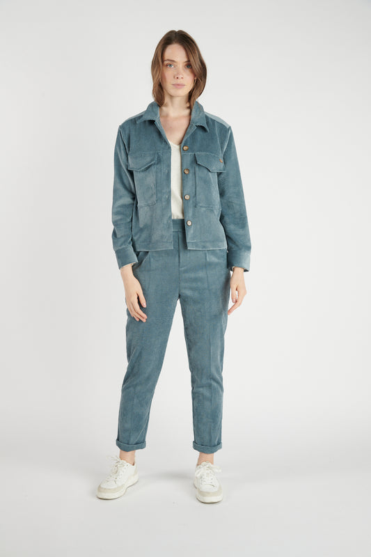 CHINO VELOURS DEAN BLEU CENDRE