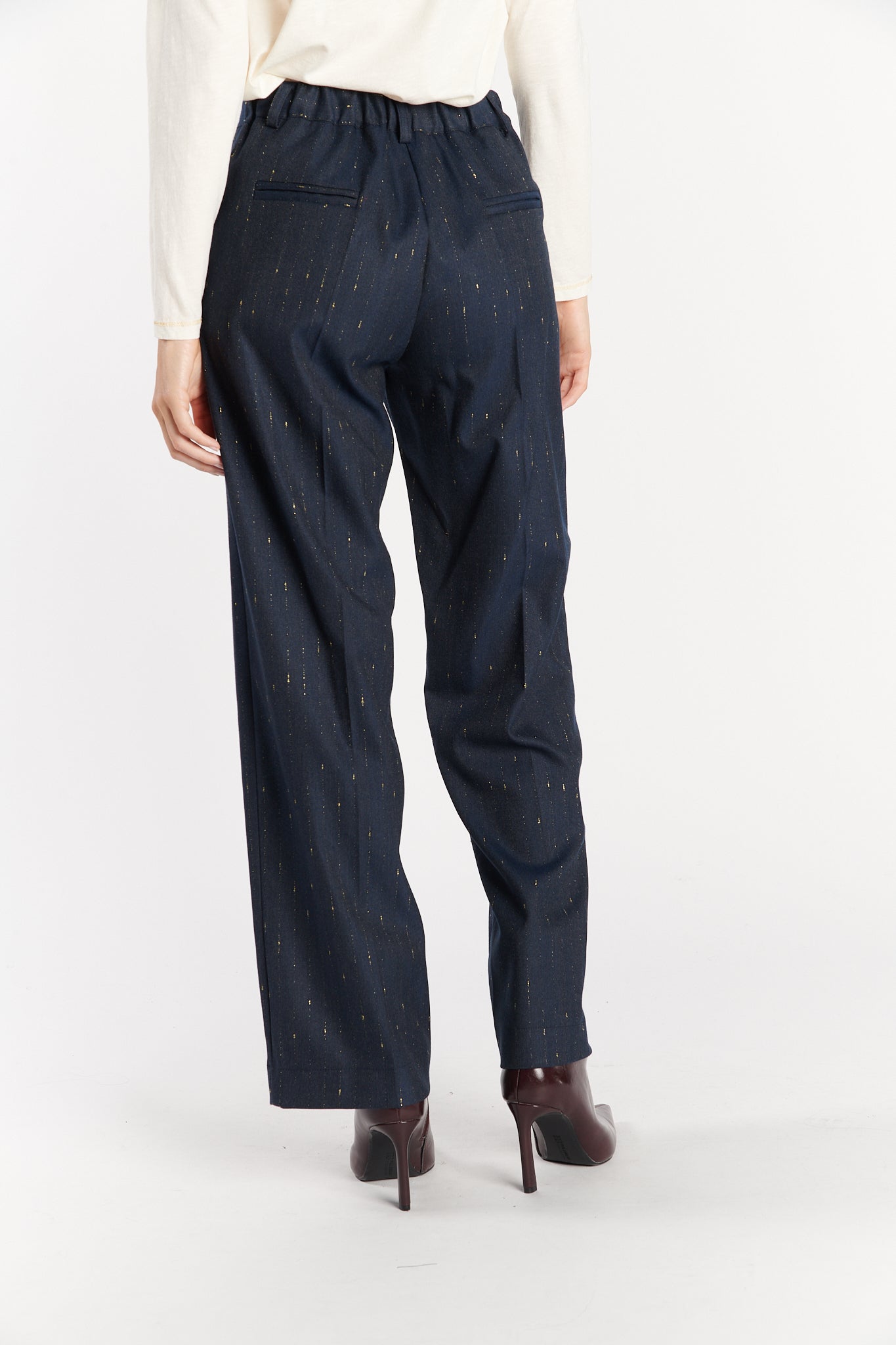 PANTALON LARGE DENZEL DENIM LUREX
