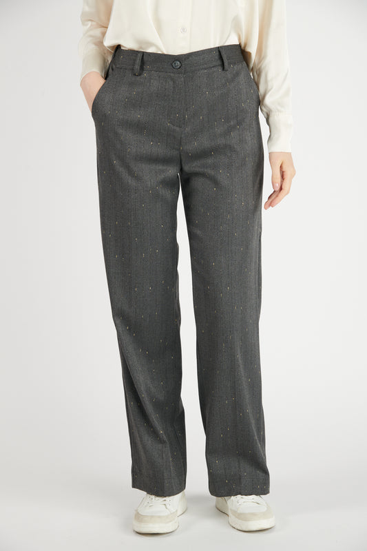 PANTALON LARGE DENZEL GRIS FONCE LUREX