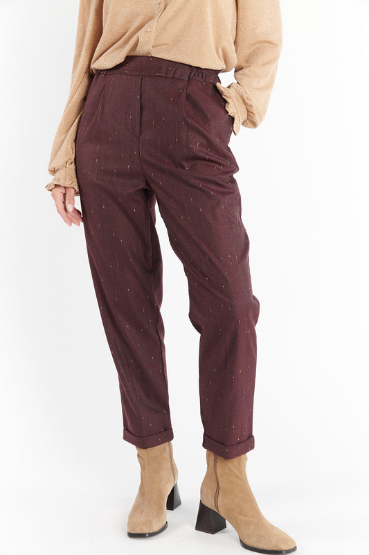 CHINO 7/8ÈME DIMITRI BORDEAUX LUREX