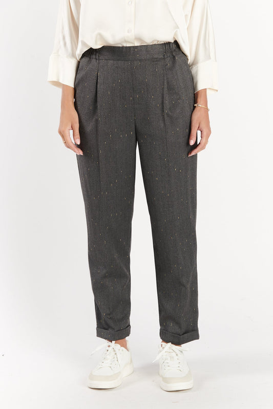 CHINO 7/8ÈME DIMITRI GRIS FONCE LUREX