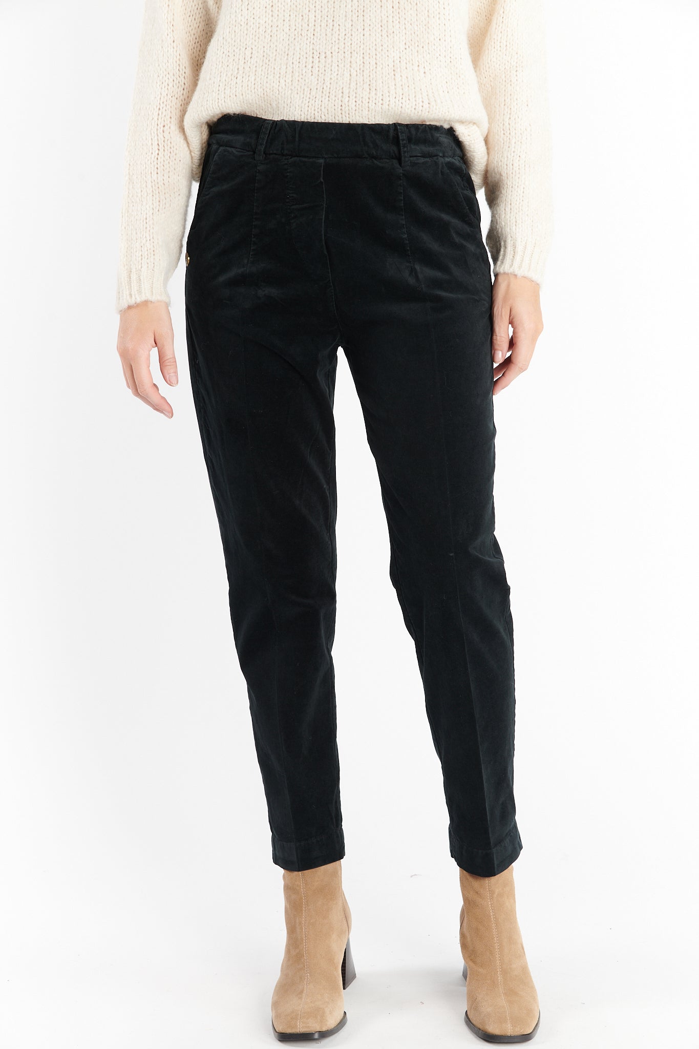 CHINO 7/8ÈME VELOURS DENNY NOIR