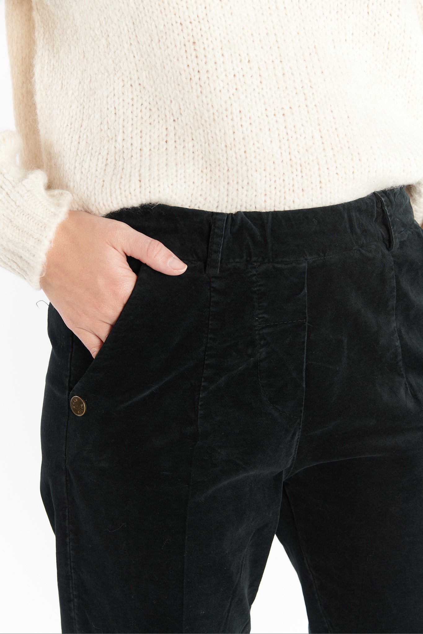 CHINO 7/8ÈME VELOURS DENNY NOIR