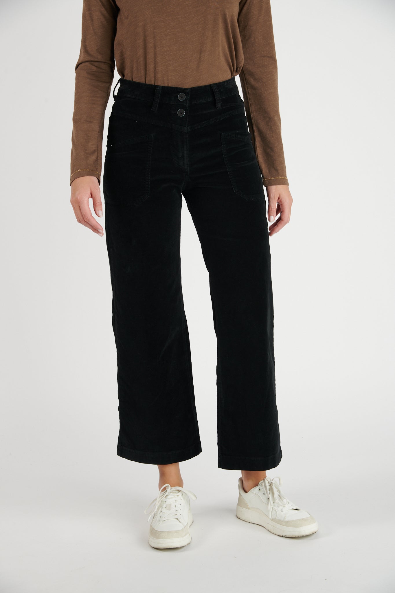 PANTALON ÉVASÉ 7/8 VELOURS DIONYS NOIR