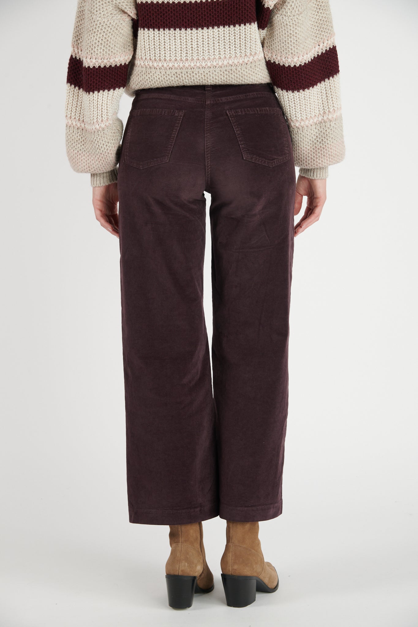PANTALON ÉVASÉ 7/8 VELOURS DIONYS PRUNE
